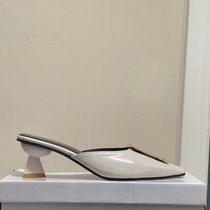 Cream mule with low heel